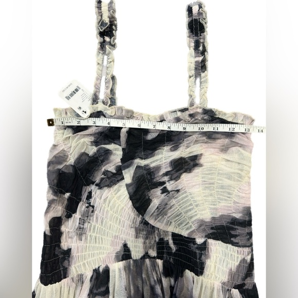 Free People Tesa Smocked Mesh Midi Dress Ivory Combo S NWT - Picture 7 of 10